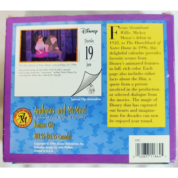 Vintage Disney Days 1997 Calendar, Every Month a different Character- Unused - Picture 2 of 10